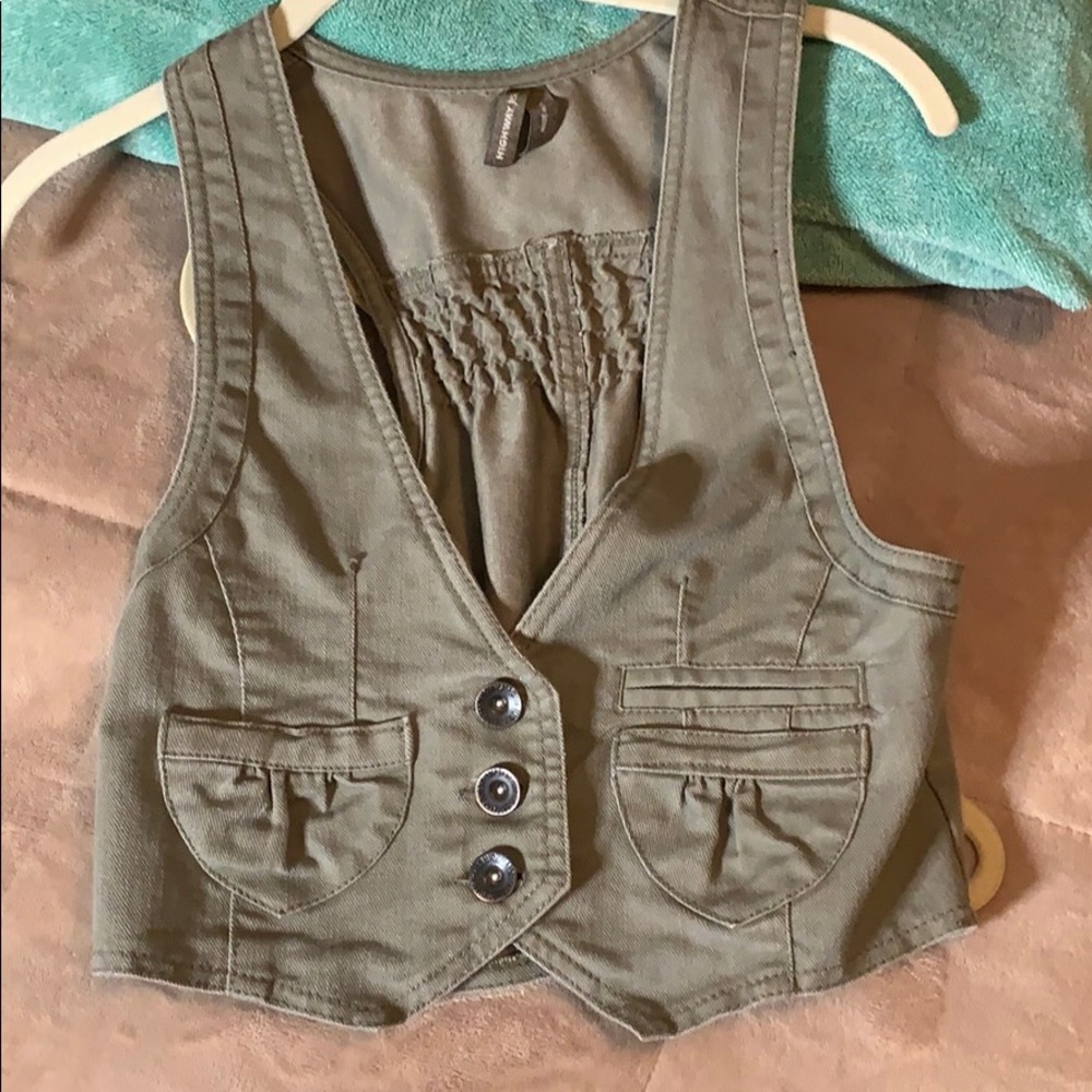 Green Jean Crop Vest